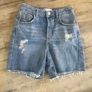 Zara Blue Distressed Jean Shorts size 4